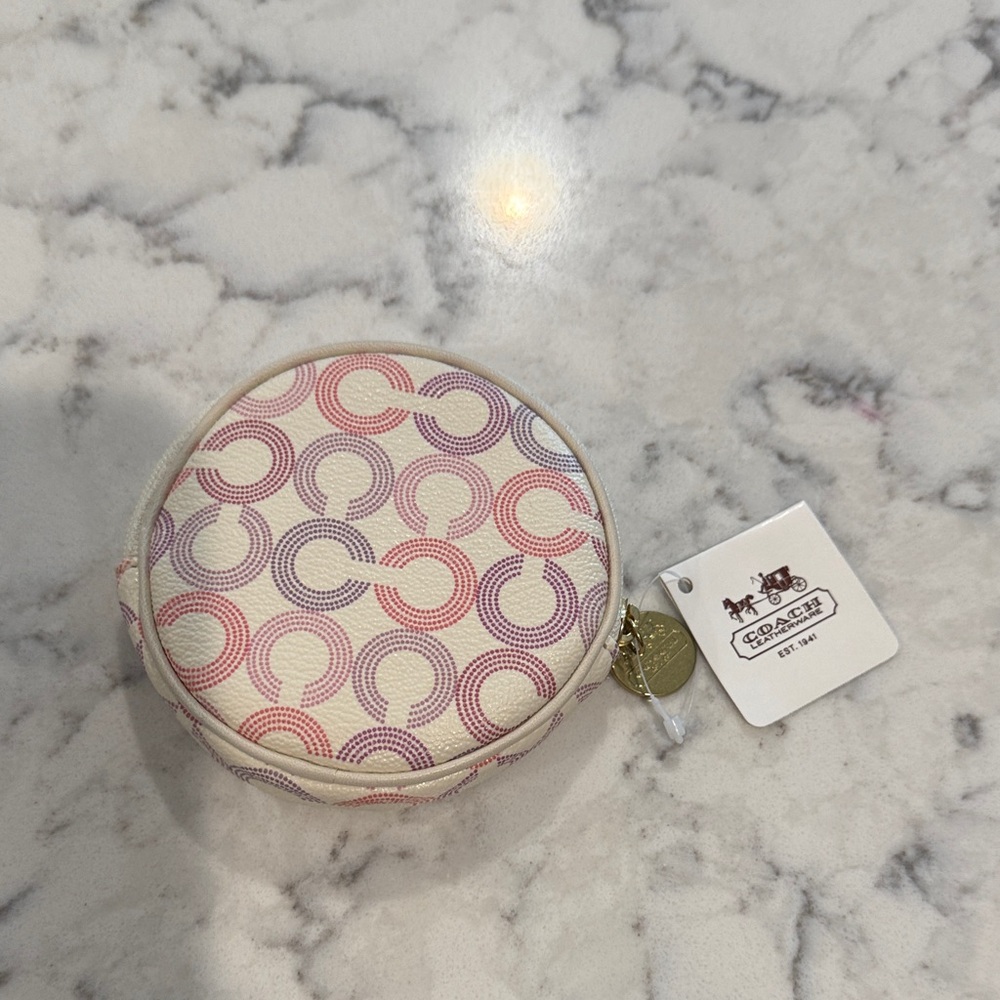 Coach Pink and Purple Circle Pattern Coin Purse